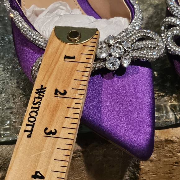 Steve Madden Viable Purple Satin with Rhinestone Bow Wmns Sz 7 - Picture 5 of 12